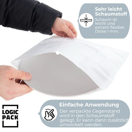 Verpackungsmaterial Schaumfolie 100 Stück  300 x 300 x 1 mm