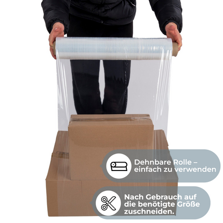 3 Rollen Transparent Stretchfolie 50 cm x 250 m - 23 my 2,5 Kg