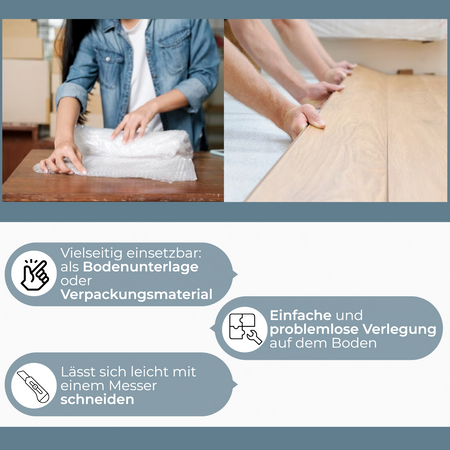 Trittschalldämmung 3mm -  50 cm x 100 m x 2 Rollen