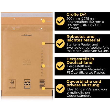 Logic Pack FSC Luftpolstertaschen Braun-D4 100