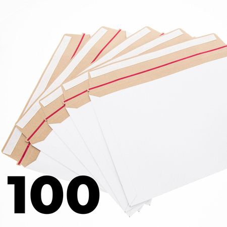 100 Stück Versandtaschen aus Karton B4 Weiß 250 x 350 mm 