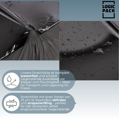 Logic Pack Stretchfolie Schwarz 23 my 50 cm x 160 m 1,5 kg - 3 Rollen