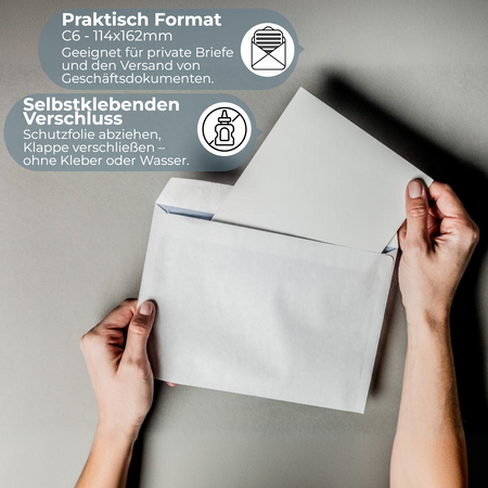 Briefumschläge C6 Weiß HK - 100 Stück