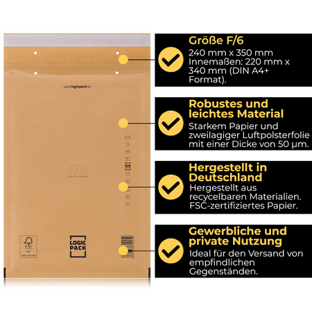 Logic Pack FSC Luftpolstertaschen Braun-F6 100