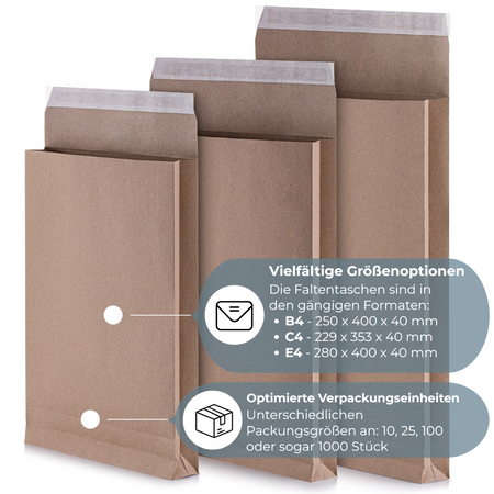 Faltentaschen Braun C4 - 250 Stück