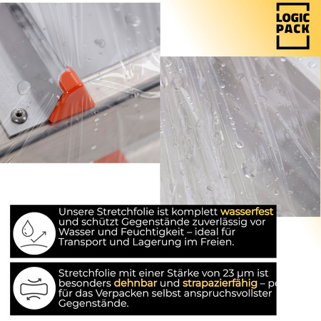 Stretchfolie Transparent Packung mit 12 Rollen 10 cm x 150 m - 23 my 0,2 kg