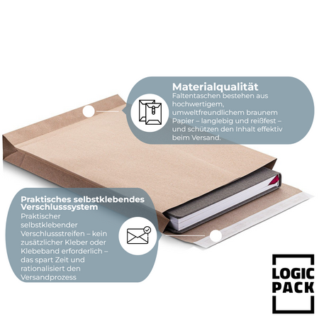 Faltentaschen Braun E4 - 250 Stück