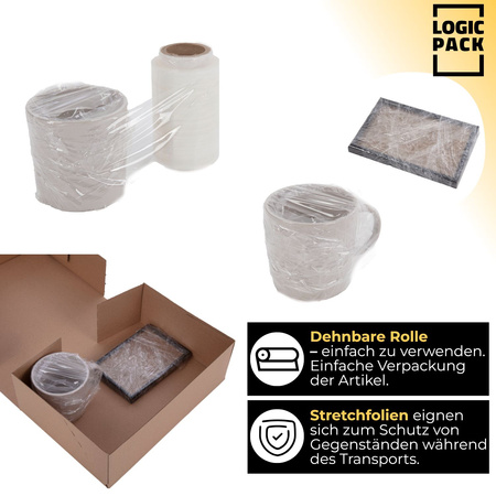 Stretchfolie Transparent Packung mit 6 Rollen 10 cm x 150 m - 23 my 0,2 kg