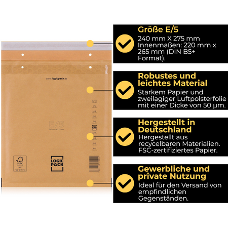 Logic Pack FSC Luftpolstertaschen Braun-E5 100