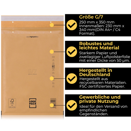Logic Pack FSC Luftpolstertaschen Braun-G7 100