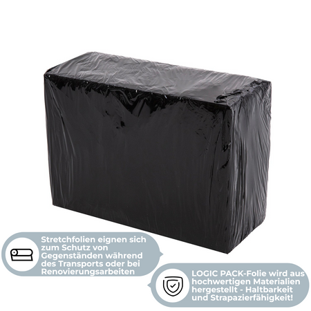 3 Rollen Schwarz Stretchfolie 50 cm x 250 m - 23 my 2,5 Kg