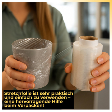 Stretchfolie Transparent Packung mit 12 Rollen 10 cm x 150 m - 23 my 0,2 kg