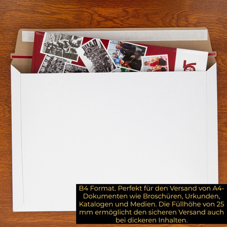 LOGIC PACK Versandtaschen aus Karton B4 Weiß 250 x 350 mm 100 Stück
