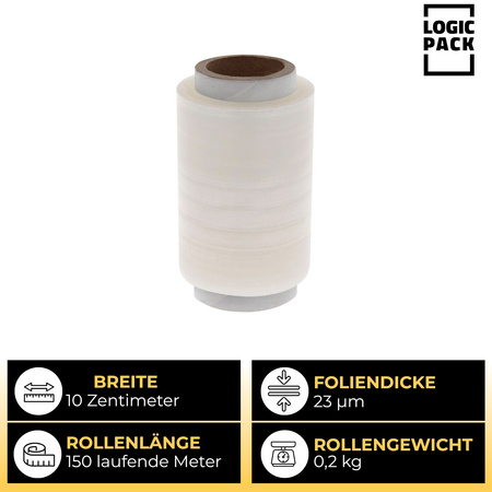 Stretchfolie Transparent Packung mit 6 Rollen 10 cm x 150 m - 23 my 0,2 kg