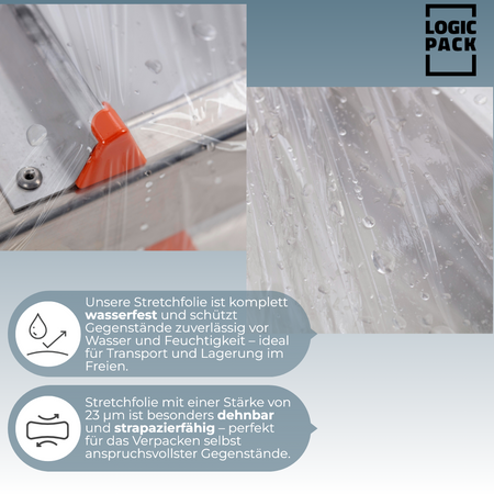 Logic Pack Stretchfolie Tranasparent 23 my 50 cm x 160 m 1,5 kg - 6 Rollen